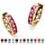 Channel-Set Simulated Birthstone Gold-Plated Huggie-Hoop Earrings (3/4")-110 at PalmBeach Jewelry