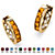 Channel-Set Simulated Birthstone Gold-Plated Huggie-Hoop Earrings (3/4")-111 at PalmBeach Jewelry