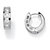 2.96 TCW Princess-Cut Cubic Zirconia Channel-Set Huggie-Style Hoop Earrings in Silvertone (3/4")-12 at PalmBeach Jewelry