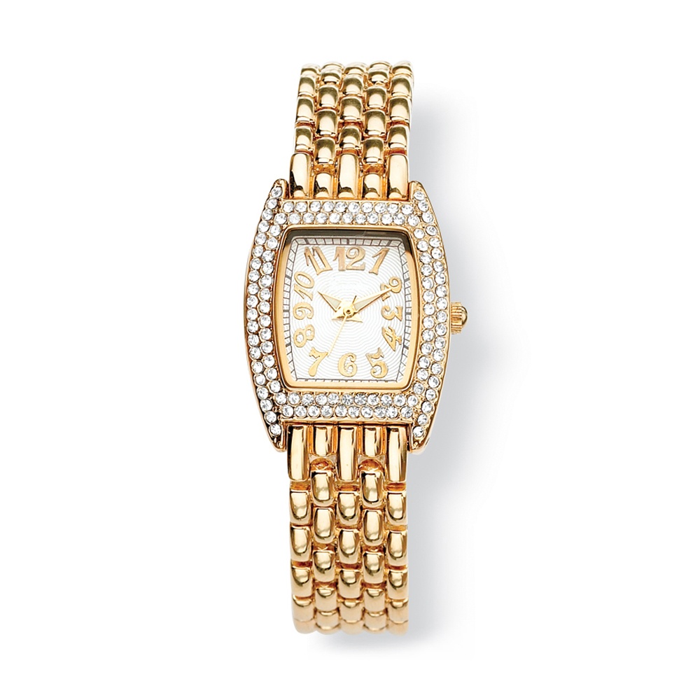 Crystal Watch in Yellow Gold Tone 7 1/2