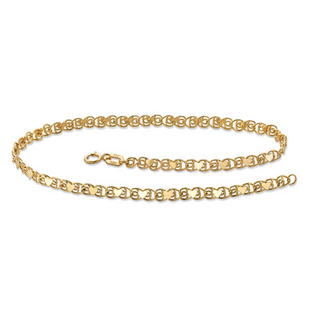 10k Yellow Gold Heart-Link Ankle Bracelet 9.25" at PalmBeach Jewelry