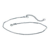 SETA JEWELRY Sterling Silver Bar and Bead Link Ankle Bracelet 9