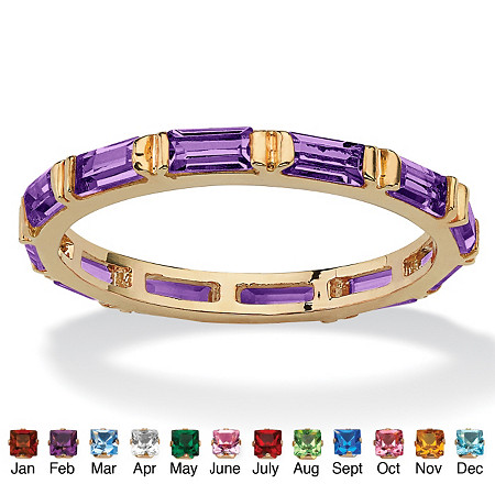 Baguette-Cut Simulated Birthstone Eternity Stack Ring Gold-Plated at PalmBeach Jewelry