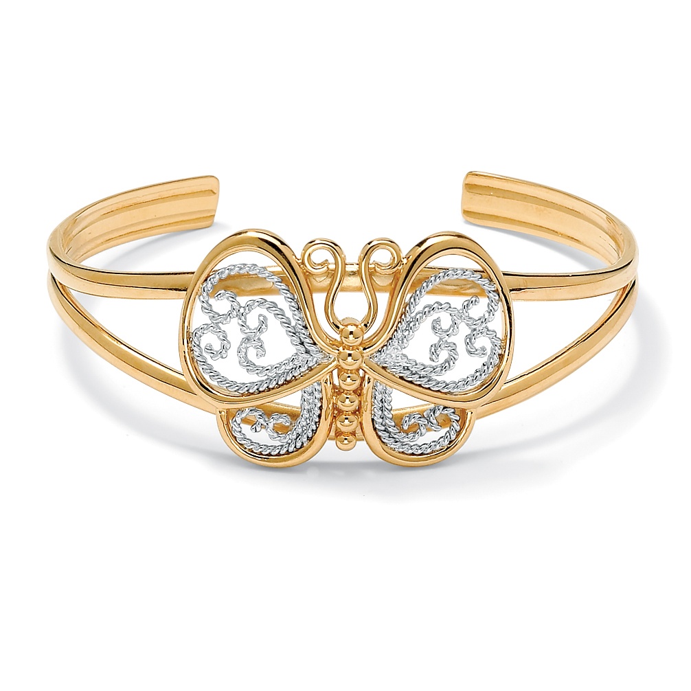 18k GoldPlated Filigree Butterfly Cuff Bracelet 6 1/2" at PalmBeach