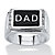 Men's Round Crystal "Dad" Ring in Stainless Steel & Black Enamel-11 at PalmBeach Jewelry