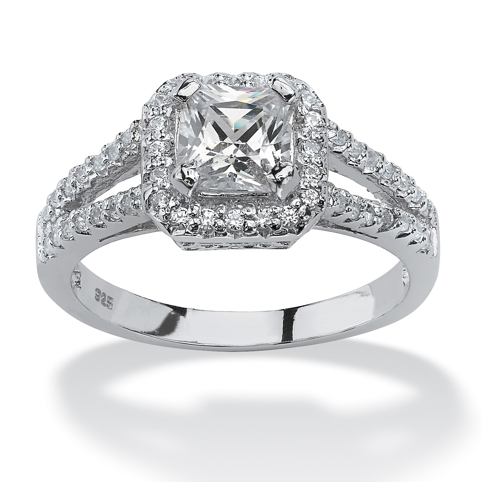 Cz princess cut wedding ring sets