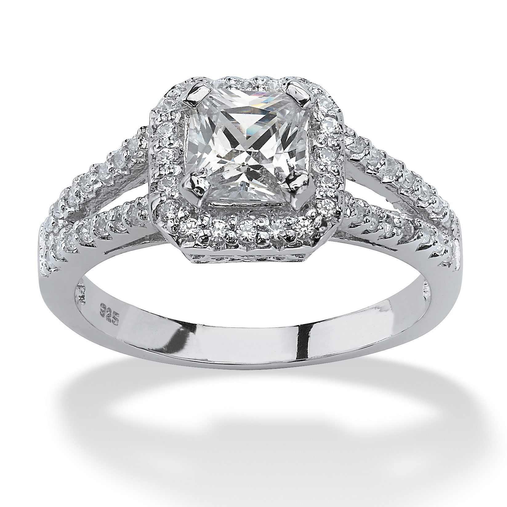 1.63 TCW Princess-Cut Cubic Zirconia Engagement Ring in Platinum 