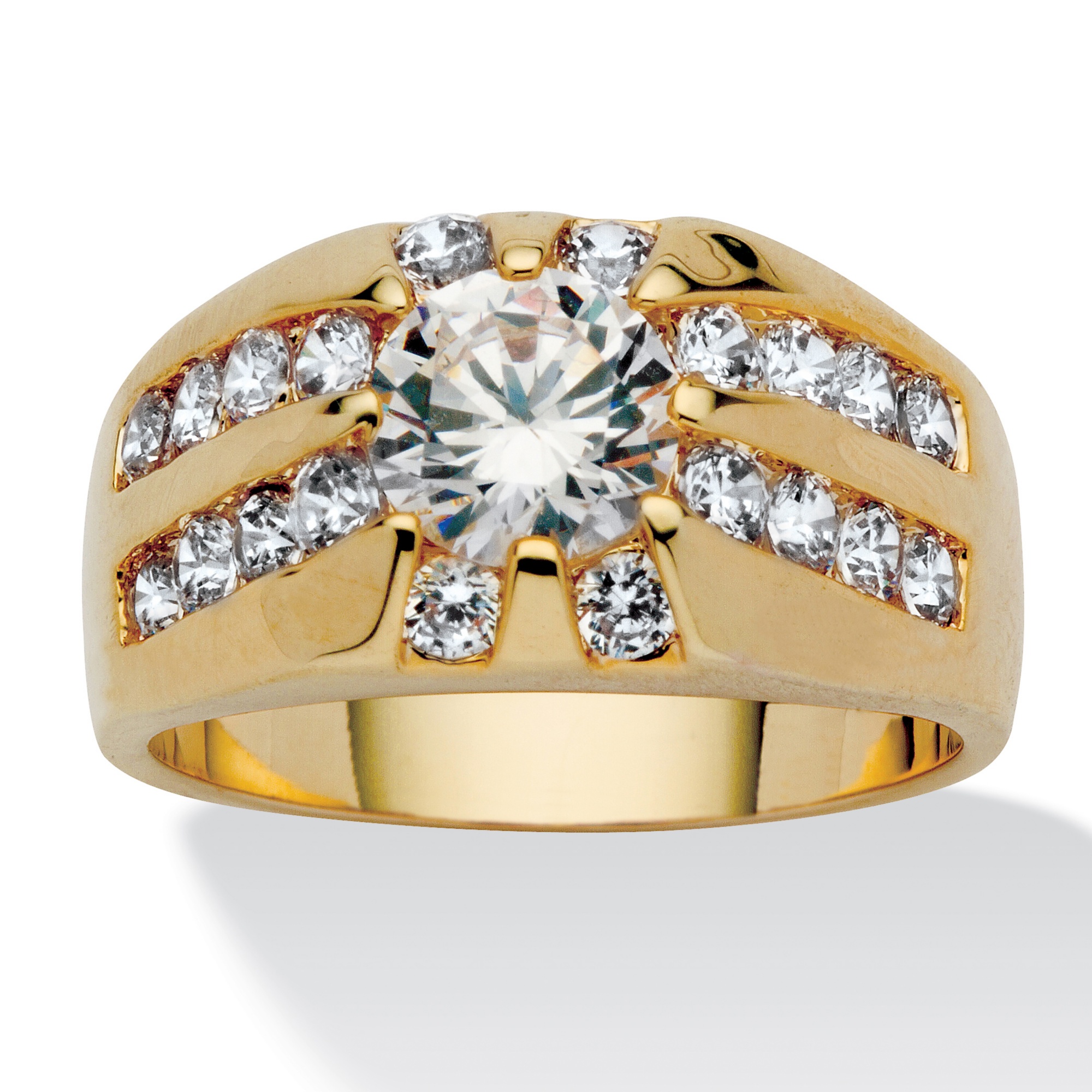 Men S Tcw Round Cubic Zirconia Ring In Gold Tone Sizes At Palmbeach Jewelry