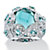 Round Simulated Aquamarine & Cubic Zirconia Cocktail Scrolling Loop Ring in Silvertone-11 at PalmBeach Jewelry
