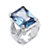 27.30 TCW Emerald-Cut Blue Cubic Zirconia Silvertone Cocktail Ring-11 at Direct Charge presents PalmBeach