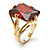 25.90 TCW Emerald-Cut Red Cubic Zirconia Gold-Plated Branch Ring-12 at PalmBeach Jewelry