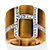 .45 TCW Emerald-Cut Genuine Tiger's Eye Cubic Zirconia Accent Yellow Gold-Plated Band Ring-11 at PalmBeach Jewelry
