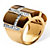 .45 TCW Emerald-Cut Genuine Tiger's Eye Cubic Zirconia Accent Yellow Gold-Plated Band Ring-12 at PalmBeach Jewelry