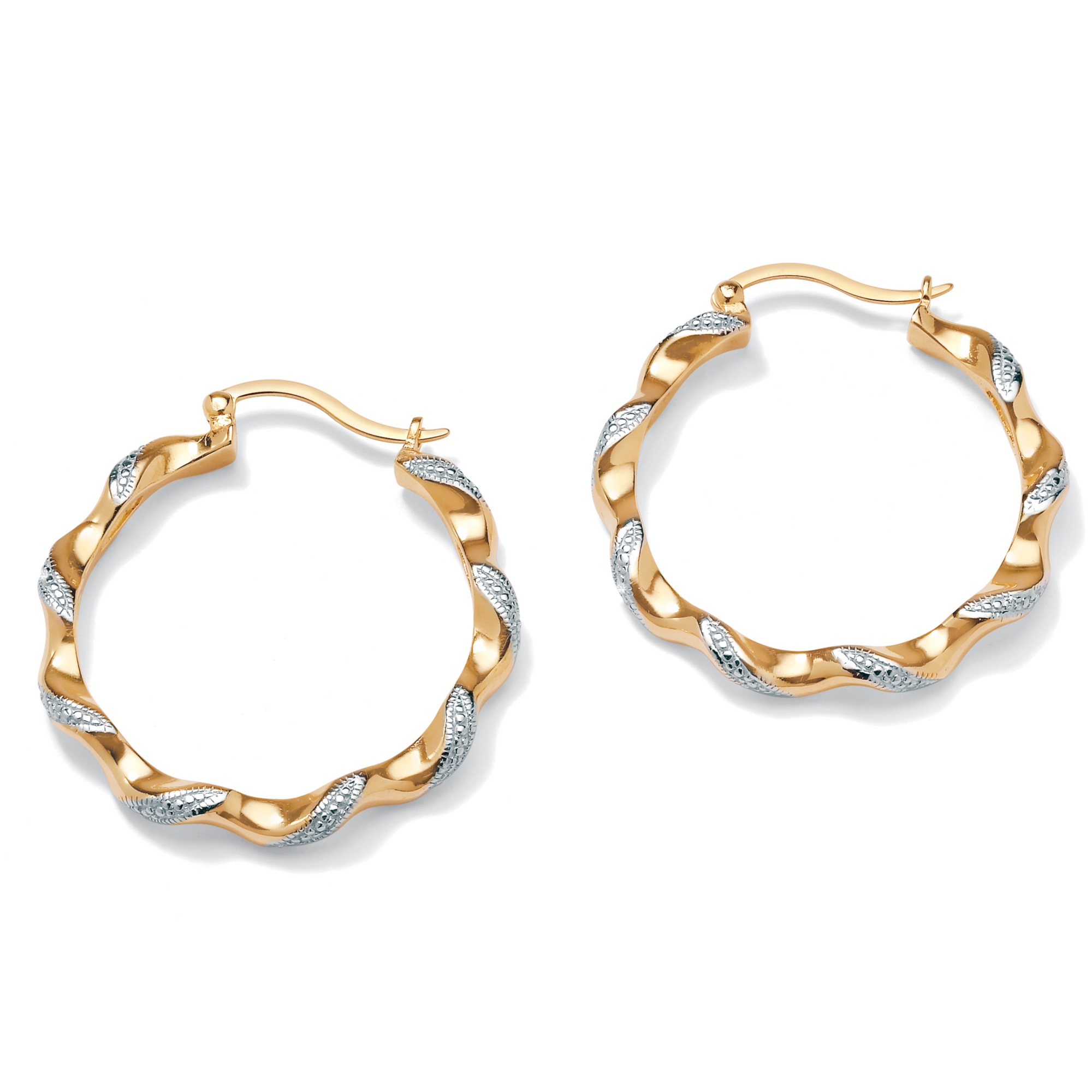 Diamond Accent Twisted Hoop Earrings 14k Yellow GoldPlated (1 1/2") at