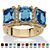 Emerald-Cut Simulated Birthstone and Cubic Zirconia Gold-Plated Ring-103 at PalmBeach Jewelry