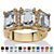 Emerald-Cut Simulated Birthstone and Cubic Zirconia Gold-Plated Ring-104 at PalmBeach Jewelry