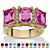 Emerald-Cut Simulated Birthstone and Cubic Zirconia Gold-Plated Ring-106 at PalmBeach Jewelry