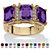 Emerald-Cut Simulated Birthstone and Cubic Zirconia Gold-Plated Ring-11 at PalmBeach Jewelry