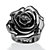 SETA JEWELRY Black Rhodium-Plated Rose-Shaped Electroform Flower Ring-11 at Seta Jewelry