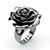 SETA JEWELRY Black Rhodium-Plated Rose-Shaped Electroform Flower Ring-14 at Seta Jewelry