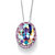 13.41 TCW Oval-Cut Aurora Borealis Cubic Zirconia Halo Pendant Necklace in Silvertone-11 at PalmBeach Jewelry
