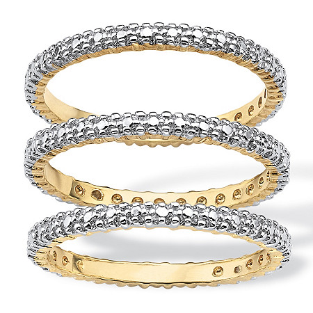 Diamond Accent Yellow Gold-Plated 3-Piece Stack Ring Eternity Band Set at PalmBeach Jewelry