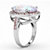 13.57 TCW Oval-Cut Aurora Borealis Cubic Zirconia Pink CZ Accent Silvertone Ring-12 at PalmBeach Jewelry