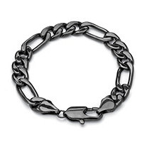 Men's Figaro-Link Chain Bracelet Black Rhodium-Plated 9" (10.5mm)