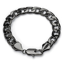 Men's Curb-Link Chain Bracelet Black Ruthenium-Plated 9" (12mm)