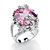 21.42 TCW Oval-Cut Pink Cubic Zirconia Butterfly and Flower Ring in Silvertone-11 at PalmBeach Jewelry