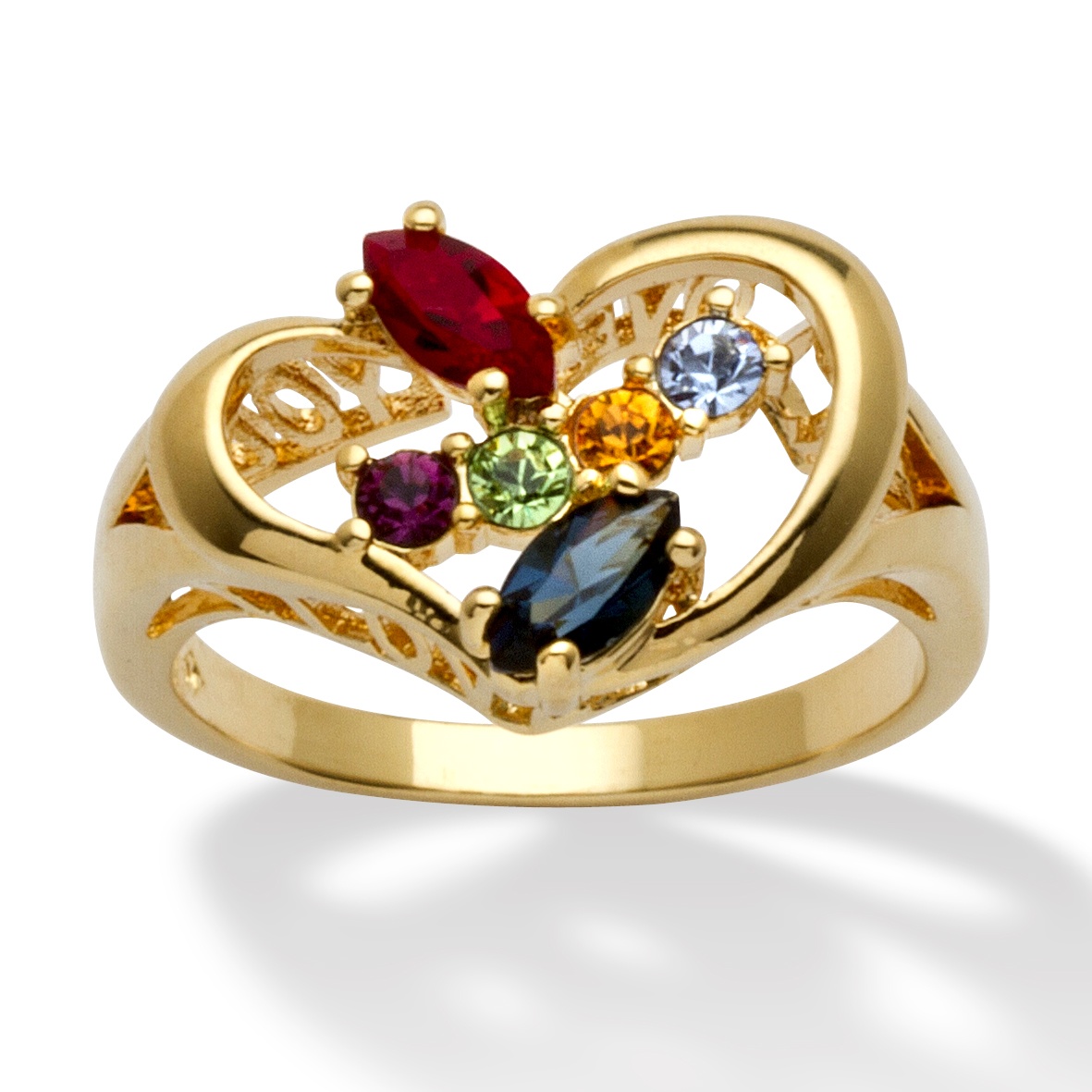 MarquiseCut Simulated Birthstone 14k Yellow GoldPlated HeartShaped