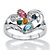 Marquise-Cut Simulated Birthstone Heart-Shaped I Love You Family Ring in Silvertone-11 at PalmBeach Jewelry