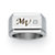 Men's Round Cubic Zirconia Personalized I.D. Block Initial Ring in Stainless Steel-11 at PalmBeach Jewelry