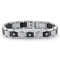 SETA JEWELRY Men's Crystal Accent Bar-Link Bracelet in Black Ion-Plated Stainless Steel