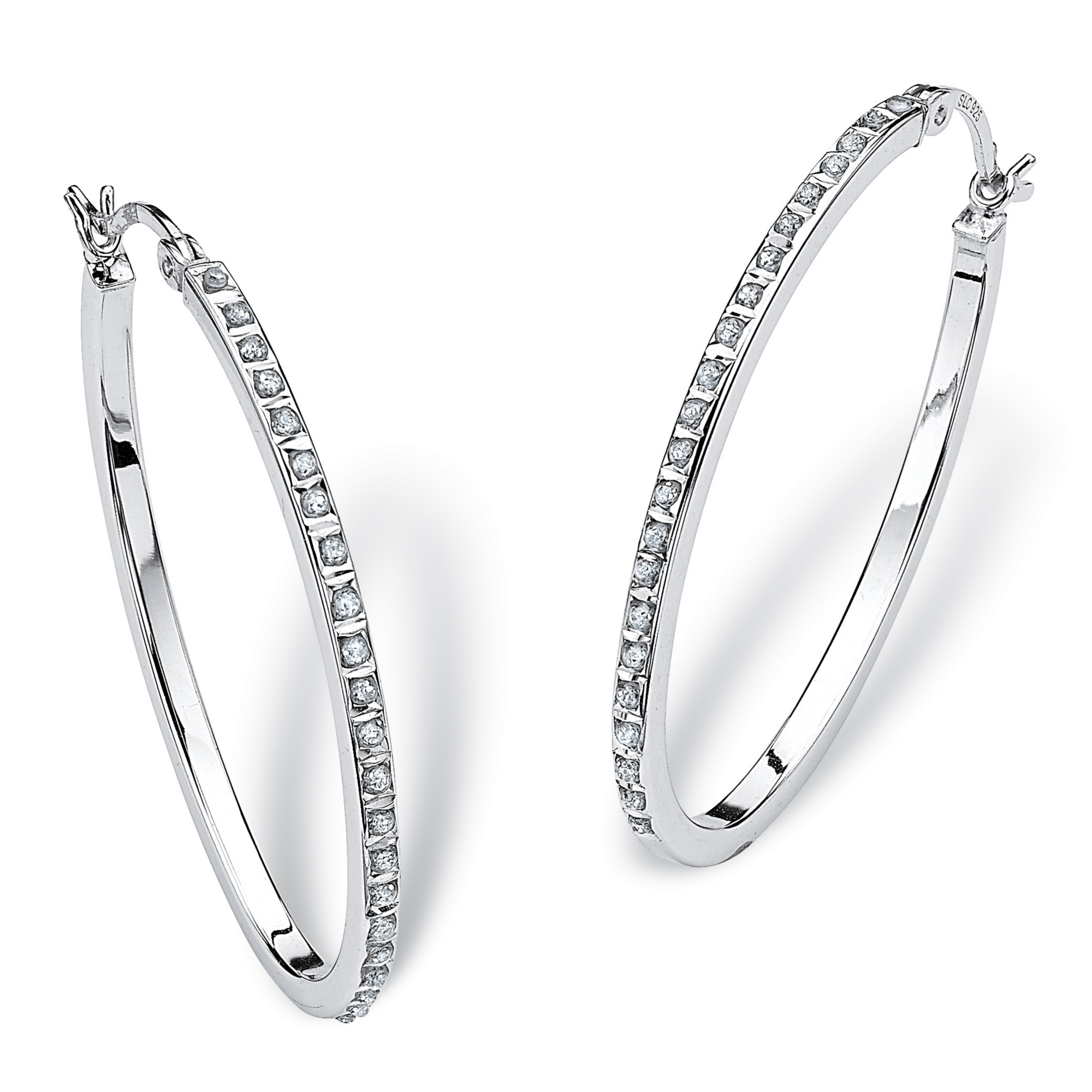 Diamond Fascination Oval Hoop Earrings In Platinum Over Sterling Diamond Fascination Oval Hoop Earrings In Platinum Over Sterling Silver 1 5 At Palmbeach Jewelry