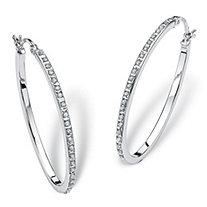 SETA JEWELRY Diamond Fascination Oval Hoop Earrings in Platinum over Sterling Silver (1 1/2