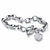 Diamond Accent Oval-Link Heart Charm Bracelet Platinum-Plated 7 1/4"-11 at PalmBeach Jewelry