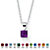 Simulated Princess-Cut Simulated Birthstone Pendant Necklace in Sterling Silver 18"-102 at PalmBeach Jewelry