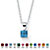 Simulated Princess-Cut Simulated Birthstone Pendant Necklace in Sterling Silver 18"-103 at PalmBeach Jewelry