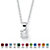 Simulated Princess-Cut Simulated Birthstone Pendant Necklace in Sterling Silver 18"-104 at PalmBeach Jewelry
