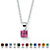 Simulated Princess-Cut Simulated Birthstone Pendant Necklace in Sterling Silver 18"-106 at PalmBeach Jewelry