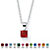 Simulated Princess-Cut Simulated Birthstone Pendant Necklace in Sterling Silver 18"-107 at PalmBeach Jewelry