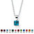 Simulated Princess-Cut Simulated Birthstone Pendant Necklace in Sterling Silver 18"-112 at PalmBeach Jewelry