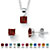 Princess-Cut Simulated Birthstone Jewelry Set in .925 Sterling Silver-101 at PalmBeach Jewelry