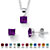 Princess-Cut Simulated Birthstone Jewelry Set in .925 Sterling Silver-102 at PalmBeach Jewelry