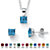 Princess-Cut Simulated Birthstone Jewelry Set in .925 Sterling Silver-103 at PalmBeach Jewelry