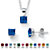 Princess-Cut Simulated Birthstone Jewelry Set in .925 Sterling Silver-109 at PalmBeach Jewelry