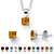 Princess-Cut Simulated Birthstone Jewelry Set in .925 Sterling Silver-111 at PalmBeach Jewelry