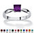 Princess-Cut Simulated Birthstone Solitaire Stack Ring in Sterling Silver-102 at PalmBeach Jewelry