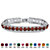 Round Simulated Birthstone and Crystal Accent Tennis Bracelet in Silvertone 7"-101 at PalmBeach Jewelry